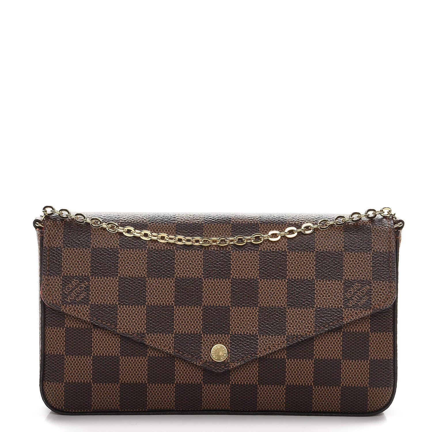 Louis Vuitton Damier Ebene Pochette Felicie Chain Wallet 1 of 9