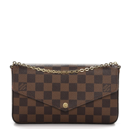 Louis Vuitton Damier Ebene Pochette Felicie Chain Wallet 1 of 9