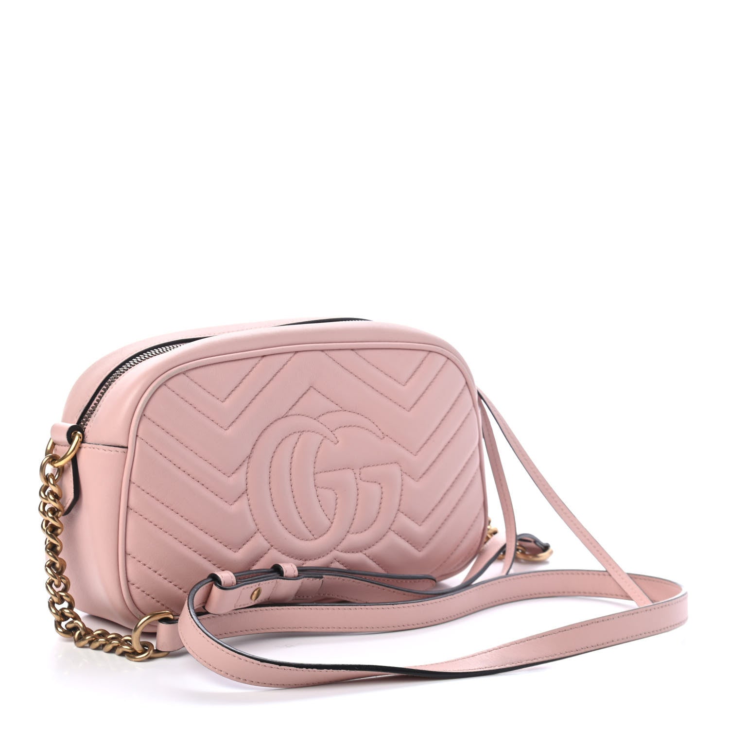 Gucci Calfskin Matelasse Small GG Marmont Chain Shoulder Bag Perfect Pink 2 of 4