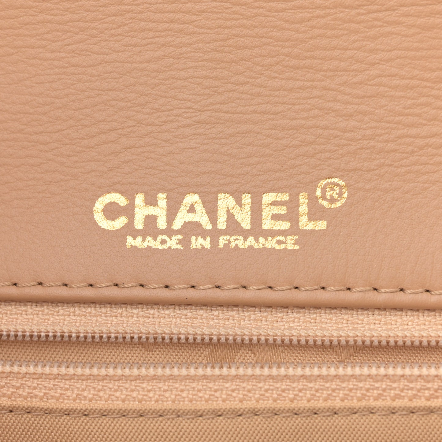 Calfskin Quilted Medium Wild Stitch Flap Beige