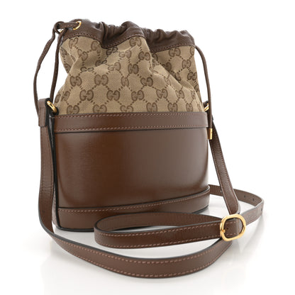 Gucci Monogram Textured Calfskin Horsebit 1955 Drawstring Bucket Bag Beige Brown Sugar 3 of 10