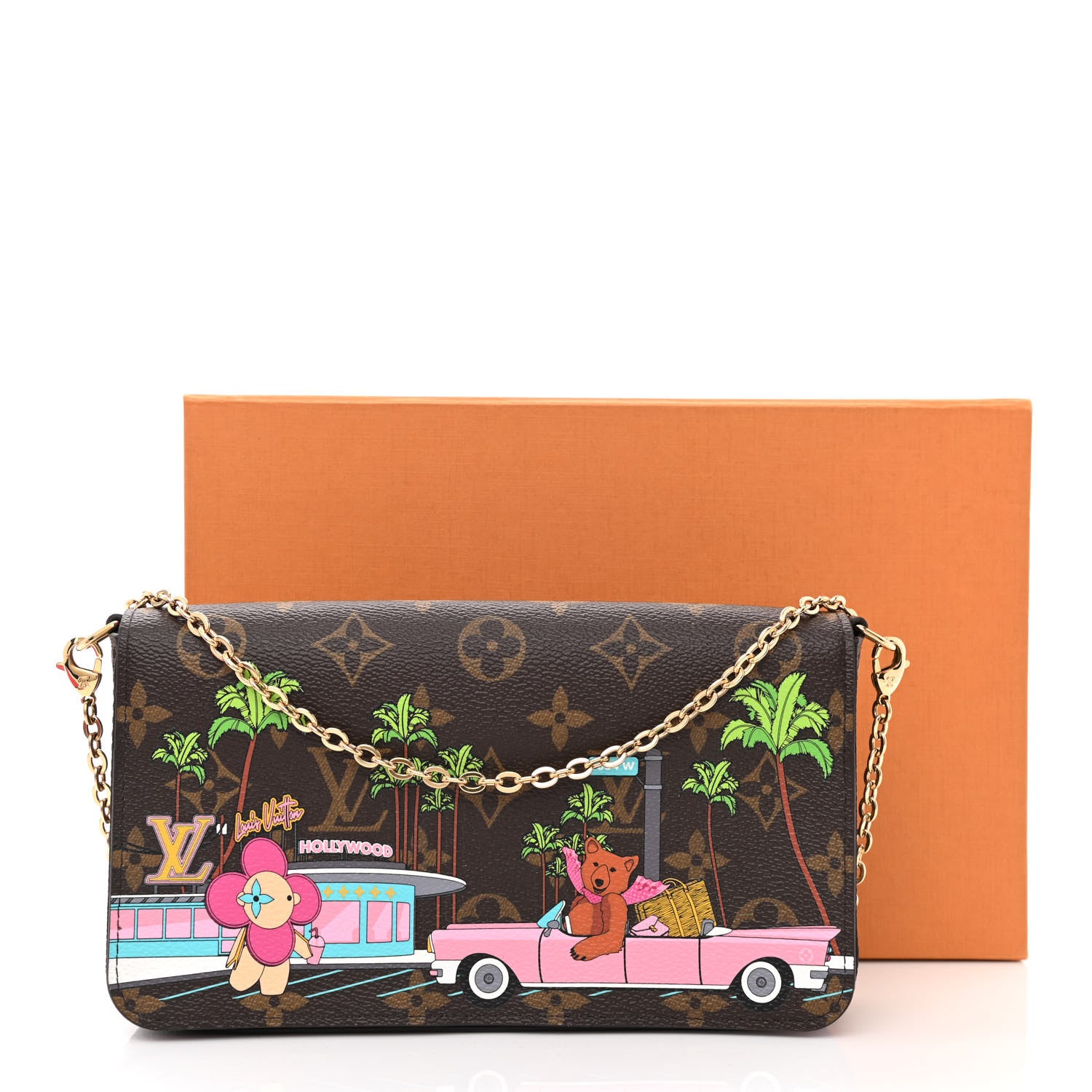 Louis Vuitton Monogram 2021 Christmas Animation Hollywood Pochette Felicie Chain Wallet Fuchsia 13 of 13