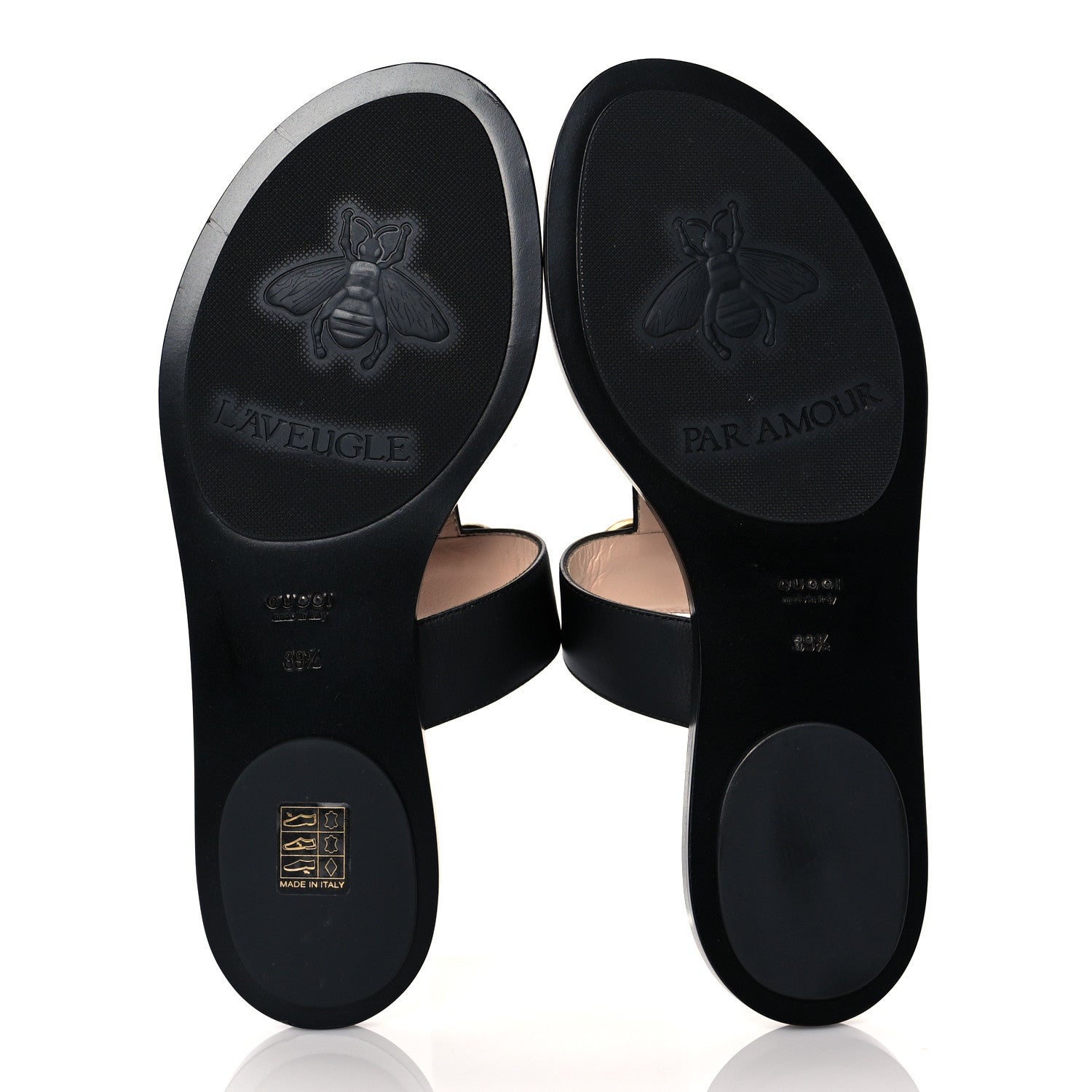 Gucci Calfskin GG Marmont Thong Sandals 39.5 Black 5 of 7