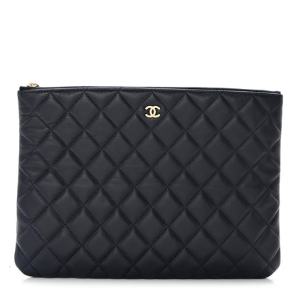 Chanel Lambskin Quilted Medium Cosmetic Case Navy Blue 1 of 12