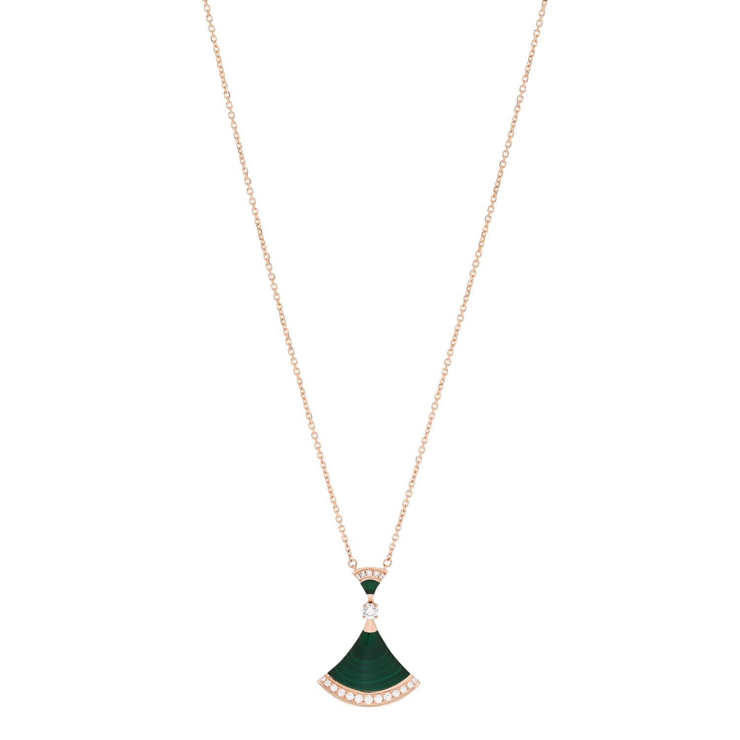 Bulgari 18K Rose Gold Diamond Malachite Divas' Dream Pendant Necklace 1 of 7