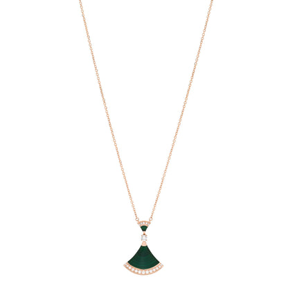 Bulgari 18K Rose Gold Diamond Malachite Divas' Dream Pendant Necklace 1 of 7
