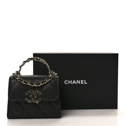 Chanel Caviar Quilted Chain Top Handle With Chain Black 9 of 9