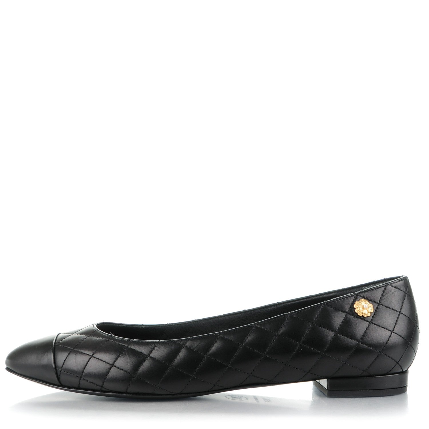 Chanel Lambskin Quilted Cap Toe Ballerina Flats 39.5 Black 1 of 9
