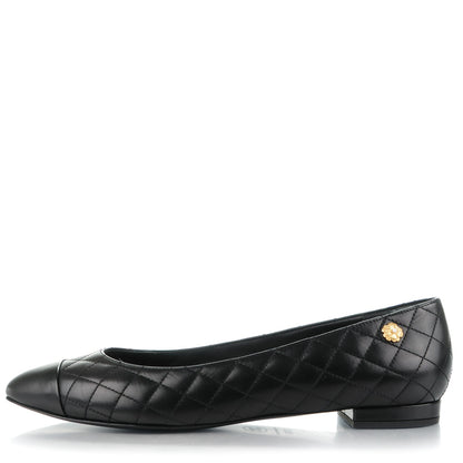 Chanel Lambskin Quilted Cap Toe Ballerina Flats 39.5 Black 1 of 9