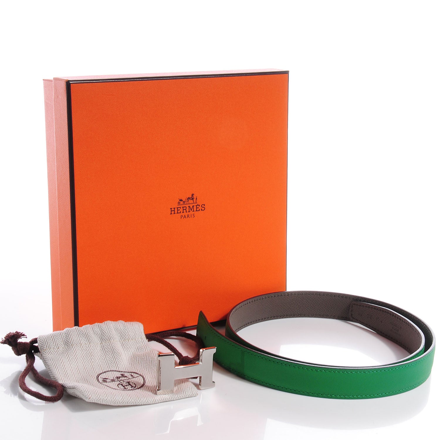 Hermes Swift Epsom Reversible Constance 24mm H Belt Bamboo Etain 70 3 of 6