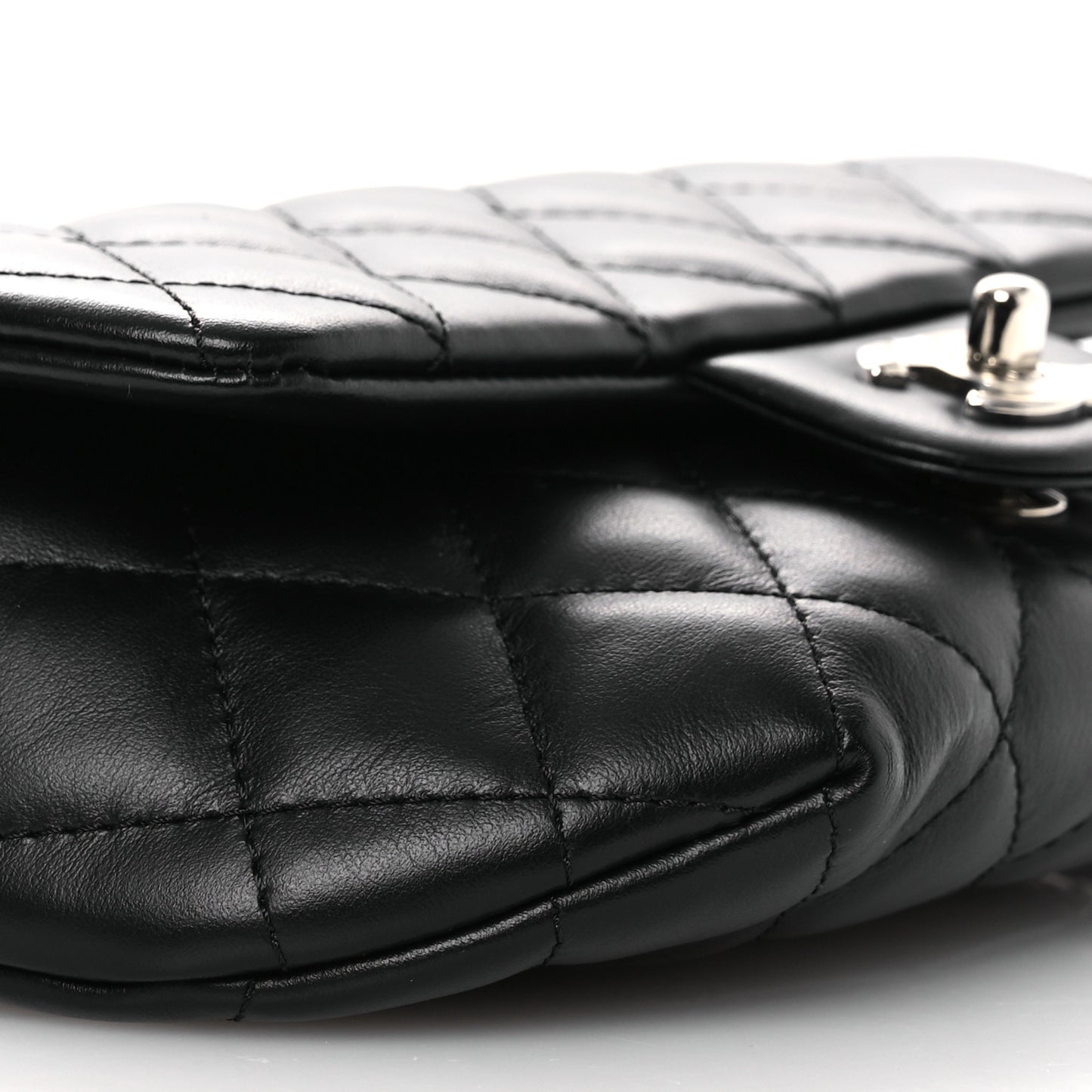 Calfskin Quilted CC Uniform Flap Belt Bag Black