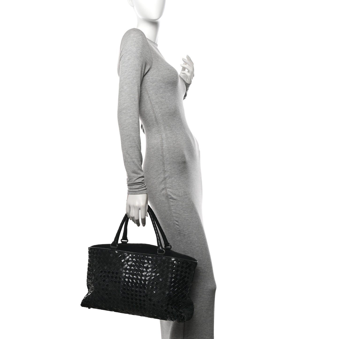 Intrecciato Rugiada Vintaga Medium Shopper Black