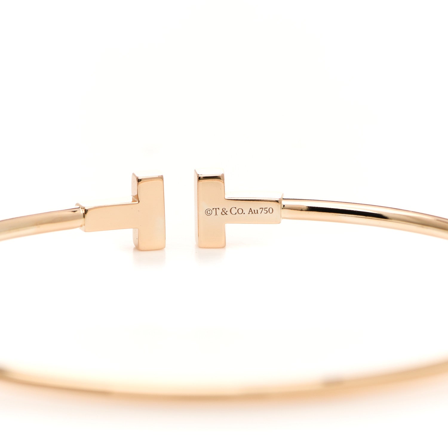 Tiffany 18K Rose Gold Narrow T Wire Bracelet 3 of 4