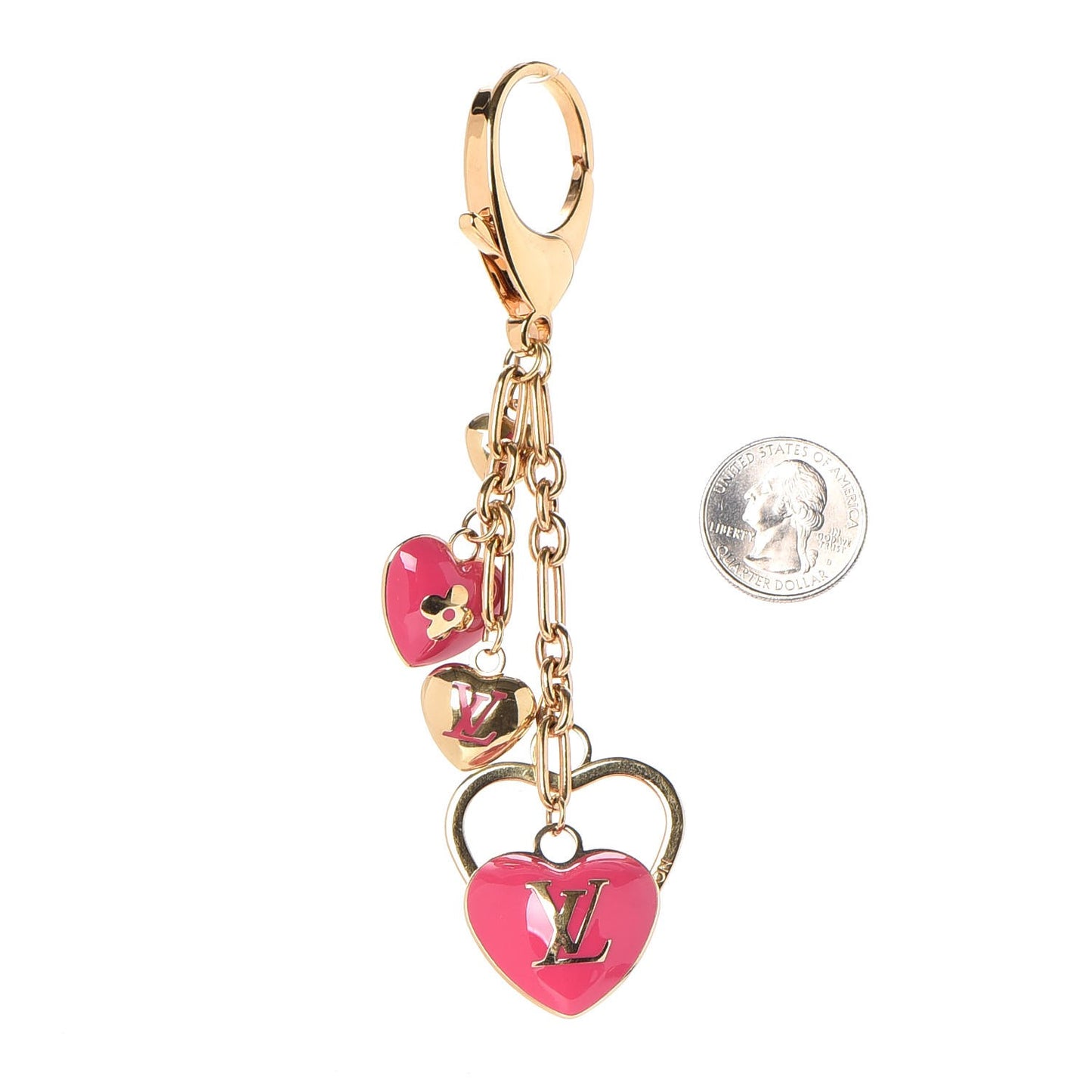 Coeurs Heart Bag Charm Key Holder Pink