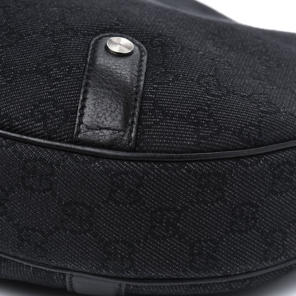 Gucci Denim Monogram Britt Tassel Shoulder Bag Black 15 of 17