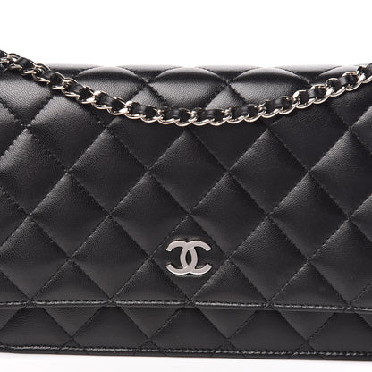 Chanel Lambskin Quilted Wallet On Chain WOC Black 11 of 14