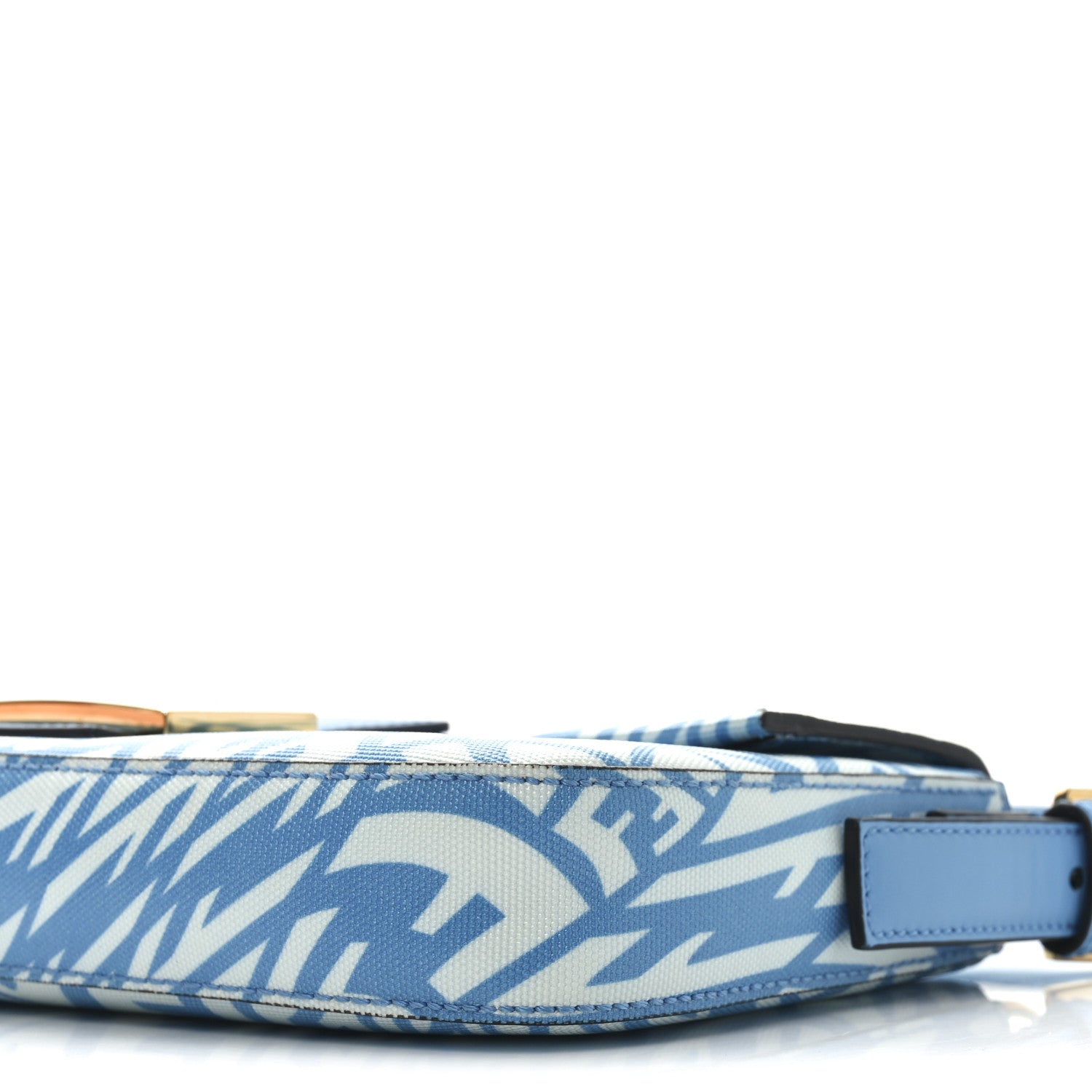 Fendi X SARAH COLEMAN Glazed Canvas Vitello King FF Vertigo Baguette 1997 Cyber Blue White 10 of 10