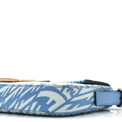 Fendi X SARAH COLEMAN Glazed Canvas Vitello King FF Vertigo Baguette 1997 Cyber Blue White 10 of 10