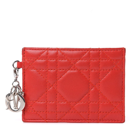 Christian Dior Lambskin Cannage Lady Dior Card Holder Red 1 of 11