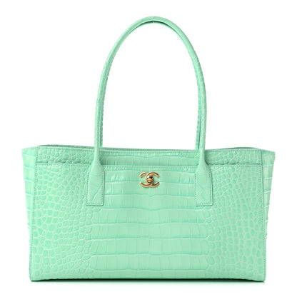 Chanel Calfskin Crocodile Embossed Archetype Small Shopping Tote Green 1 of 11
