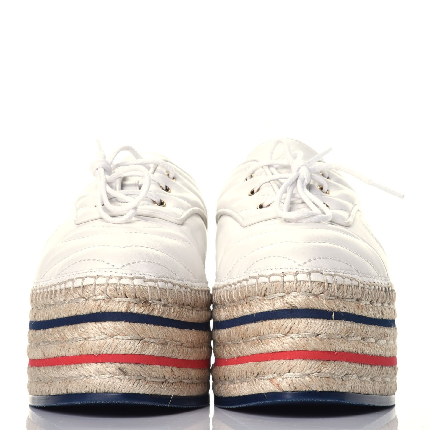 Nappa Matelasse GG Pilar Flatform Lace-Up Espadrilles 39 Great White