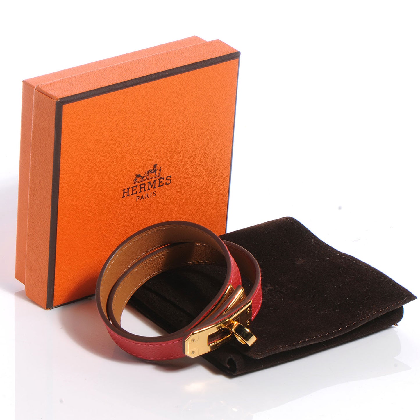 Epsom Kelly Double Tour Bracelet Rouge Casaque Small