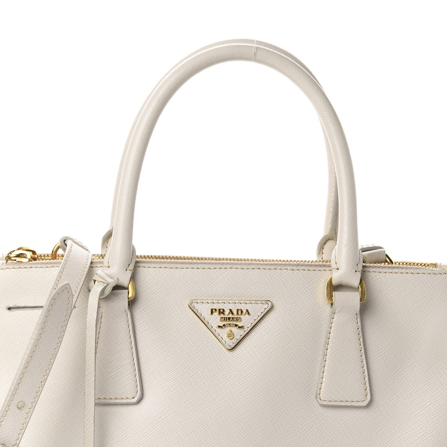 Saffiano Small Galleria Double Zip Tote Talco