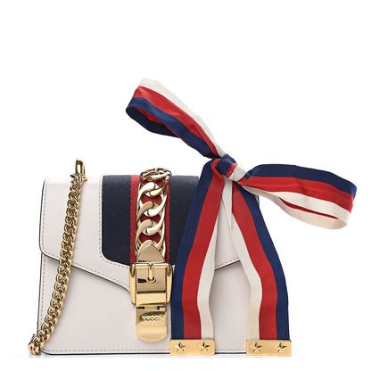 Gucci Calfskin Mini Sylvie Chain Shoulder Bag White 1 of 11