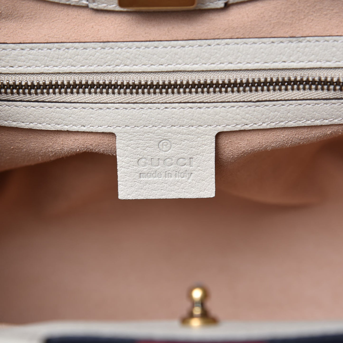 Grained Calfskin Web Stripe Butterfly Medium Totem Top Handle Bag White