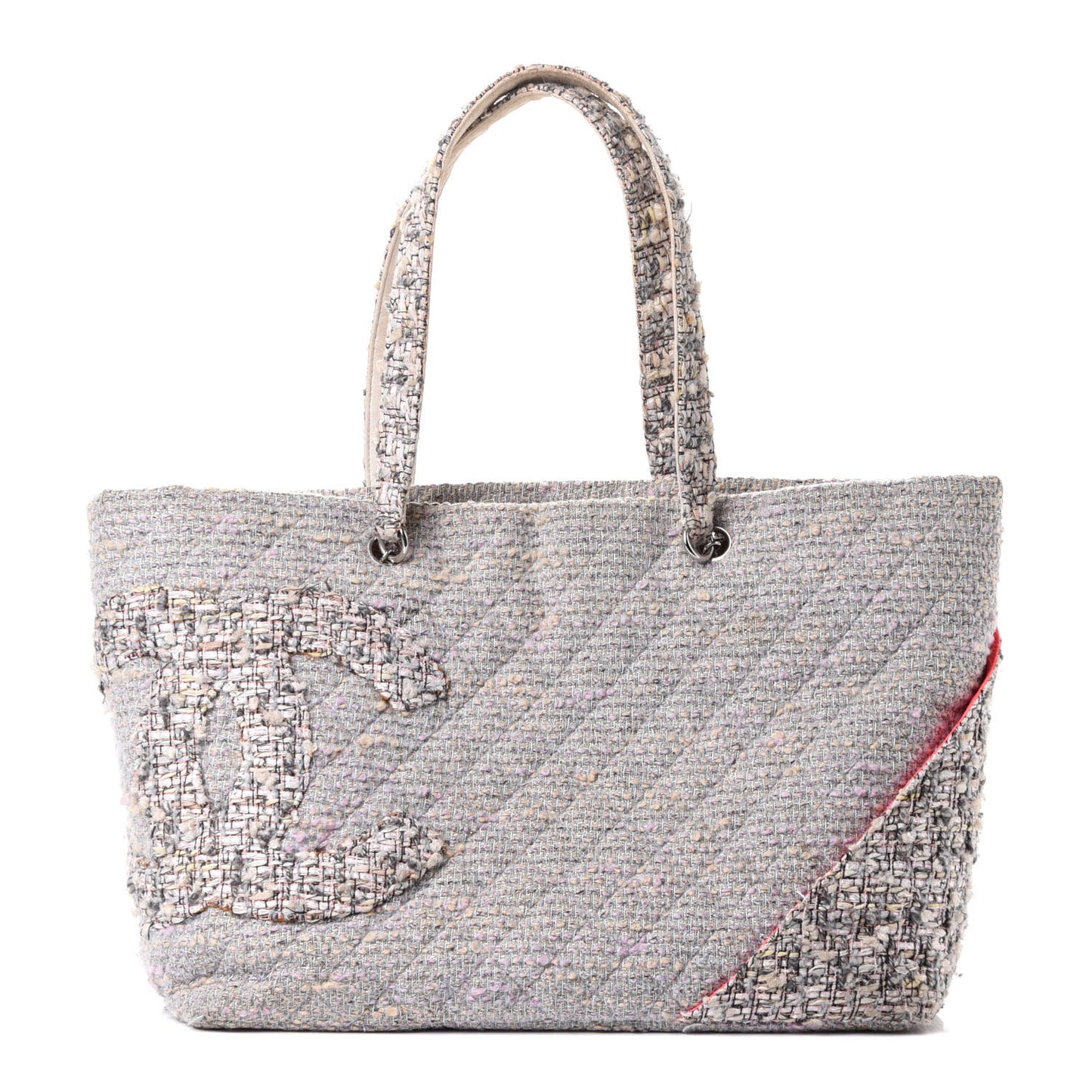 Tweed Quilted Cambon Tote Grey