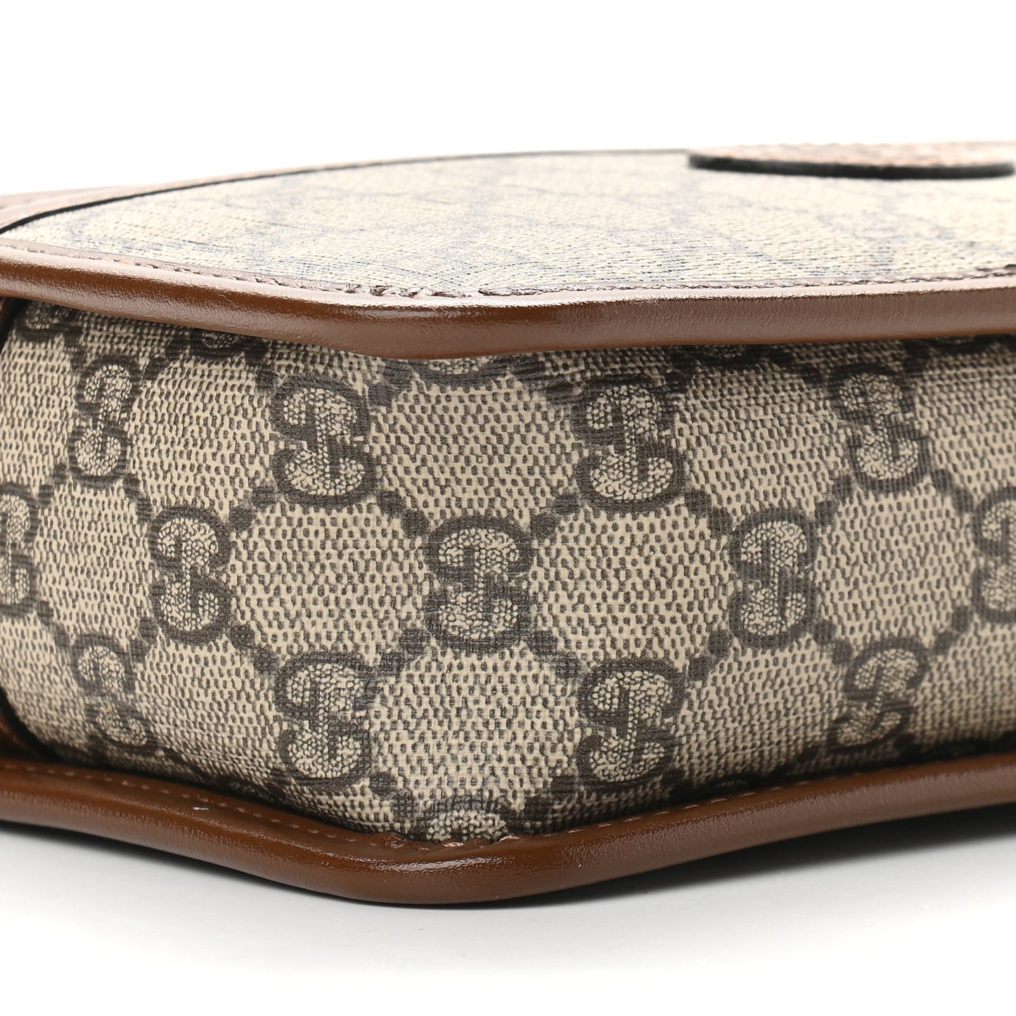 GG Supreme Monogram Azalea Calfskin Mini Retro Interlocking G Shoulder Bag Beige Ebony Brown Sugar