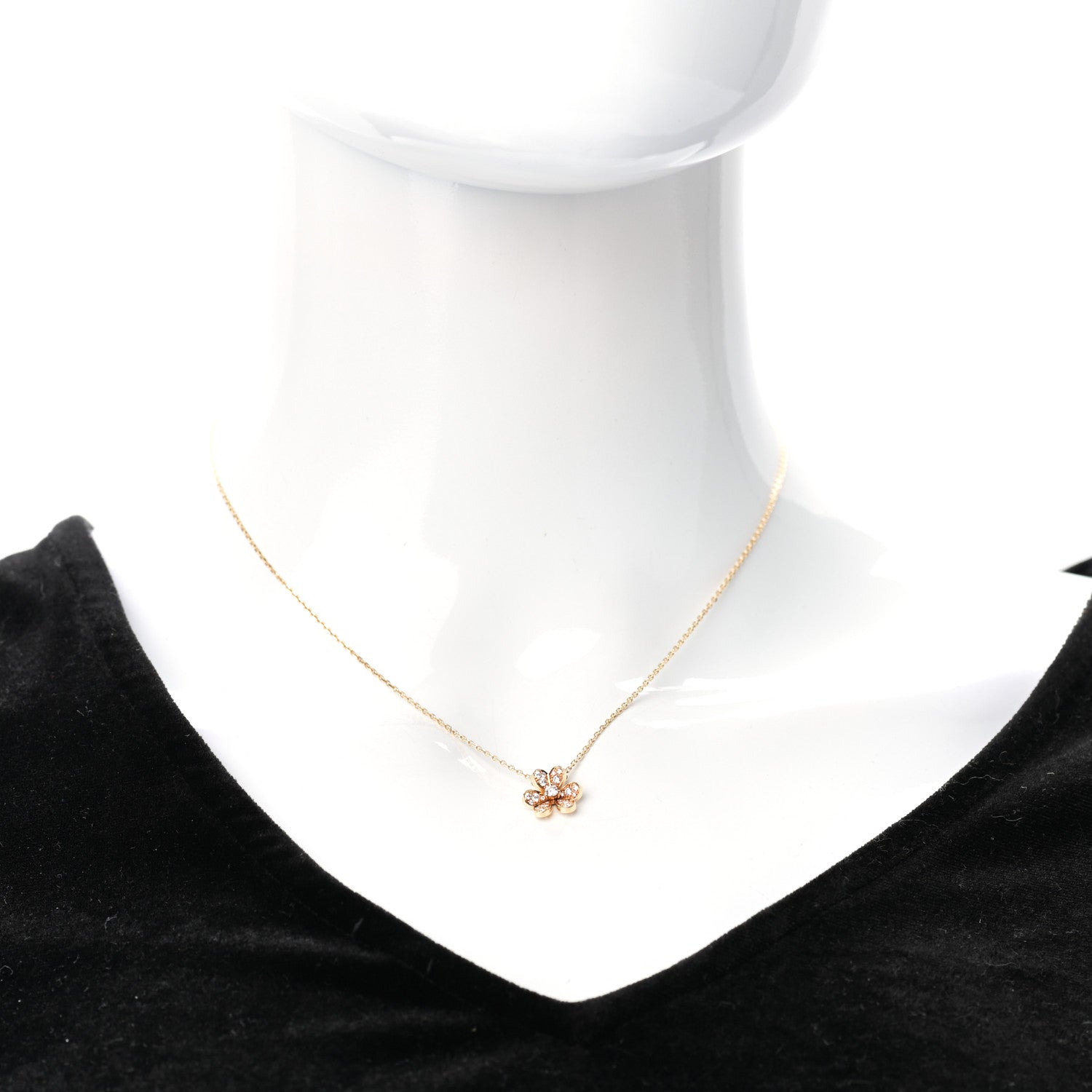 Van Cleef & Arpels 18K Yellow Gold Diamond Mini Frivole Pendant Pave Necklace 2 of 7