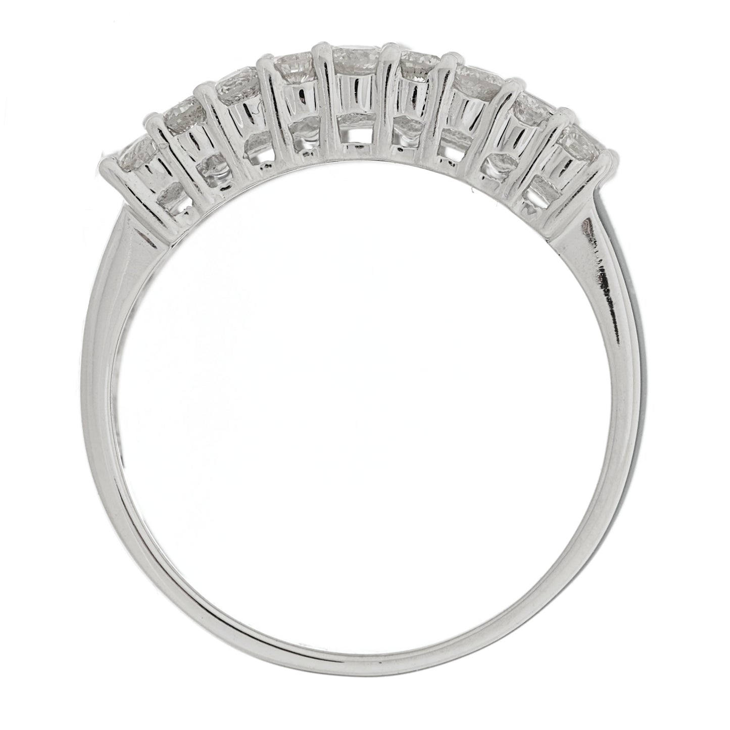 14K White Gold Diamond 1.71ctw Five Row Round Princess Cut Band Ring 54 7