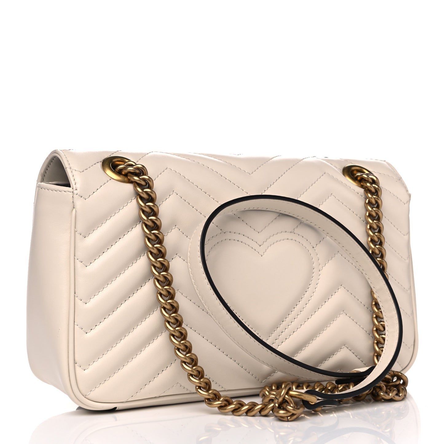 Calfskin Matelasse Small GG Marmont Shoulder Bag White