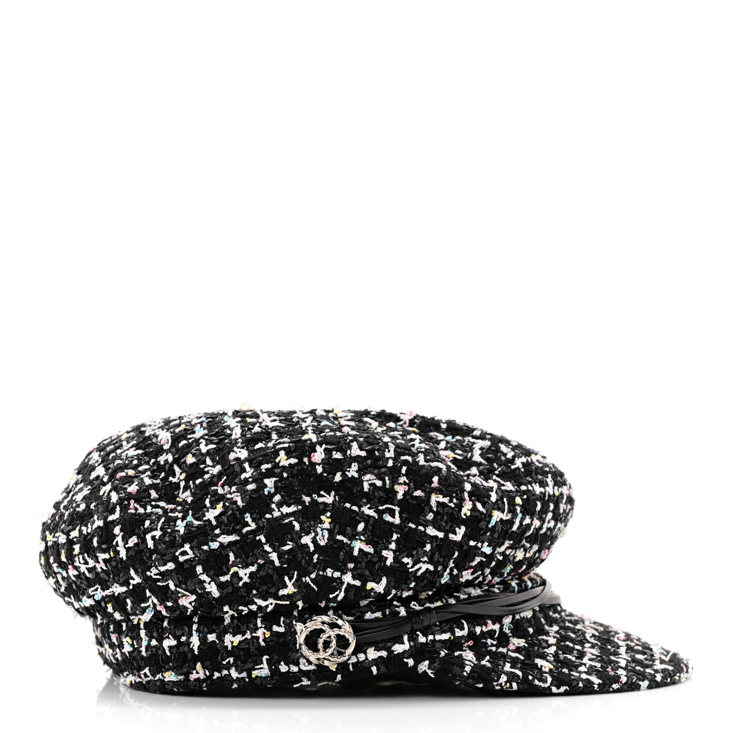 Metallic Tweed Lambskin CC Cap Black White