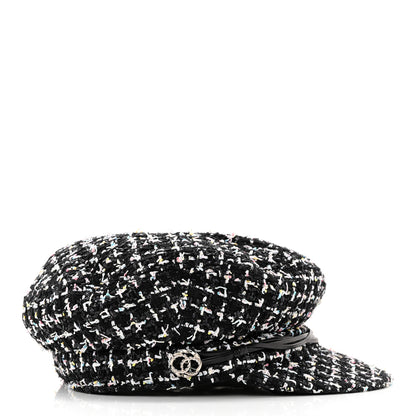 Chanel Metallic Tweed Lambskin CC Cap Black White 5 of 11