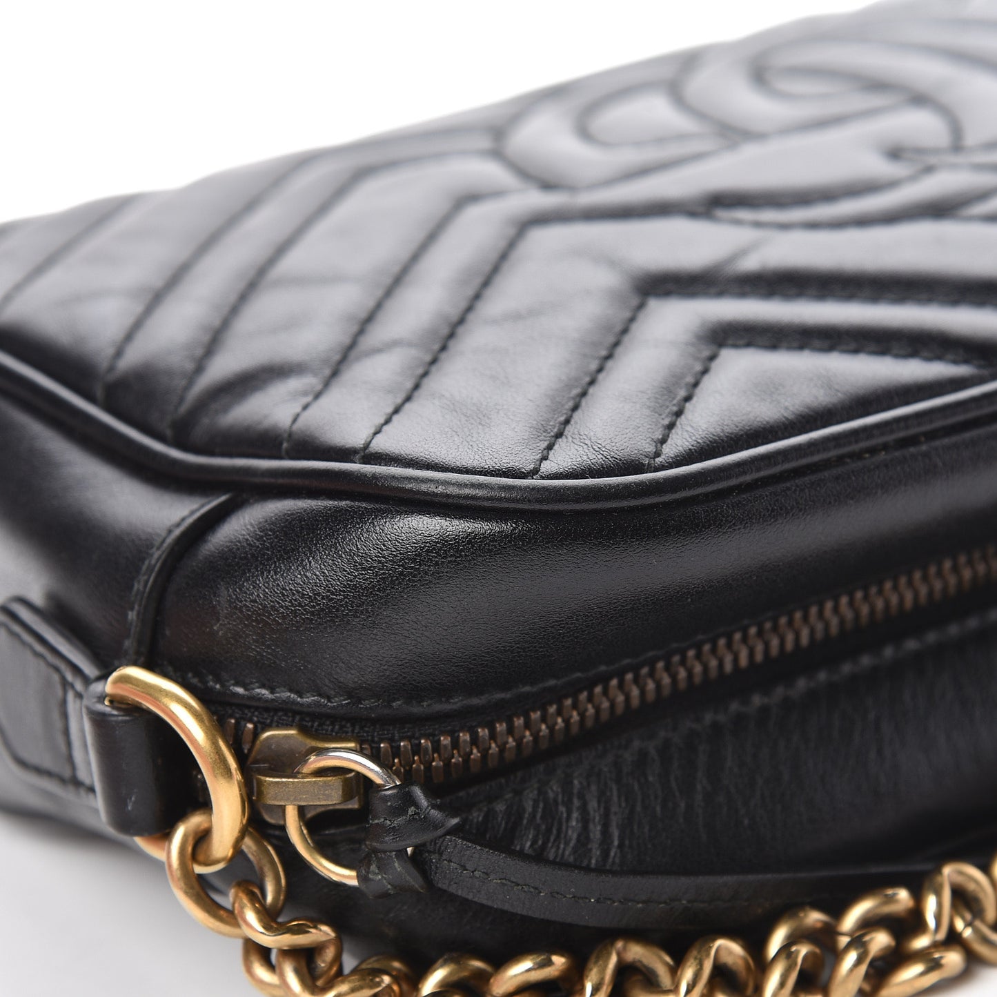 Calfskin Matelasse Small GG Marmont Chain Shoulder Bag Black