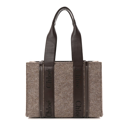 Chloe Felt Calfskin Medium Woody Ribbon Tote Deep Beige 1 of 10