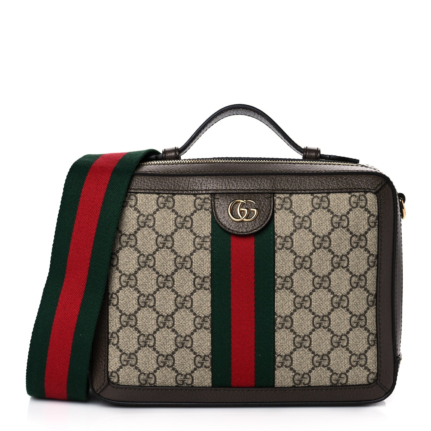 Gucci GG Supreme Web Small Ophidia Top Handle Shoulder Bag Brown 1 of 11