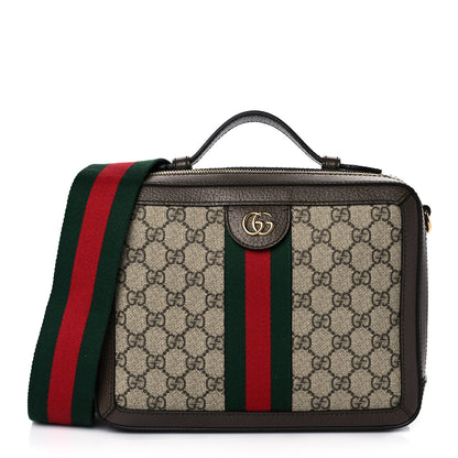 Gucci GG Supreme Web Small Ophidia Top Handle Shoulder Bag Brown 1 of 11