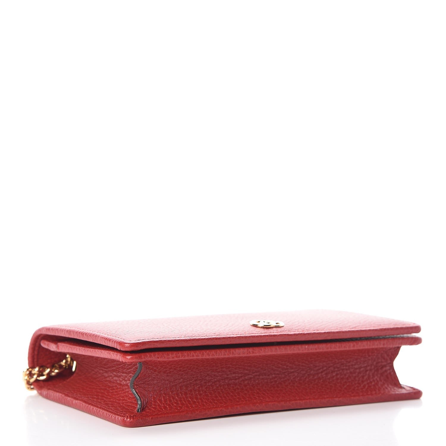 Gucci Dollar Calfskin Mini GG Marmont Chain Wallet Hibiscus Red 4 of 6