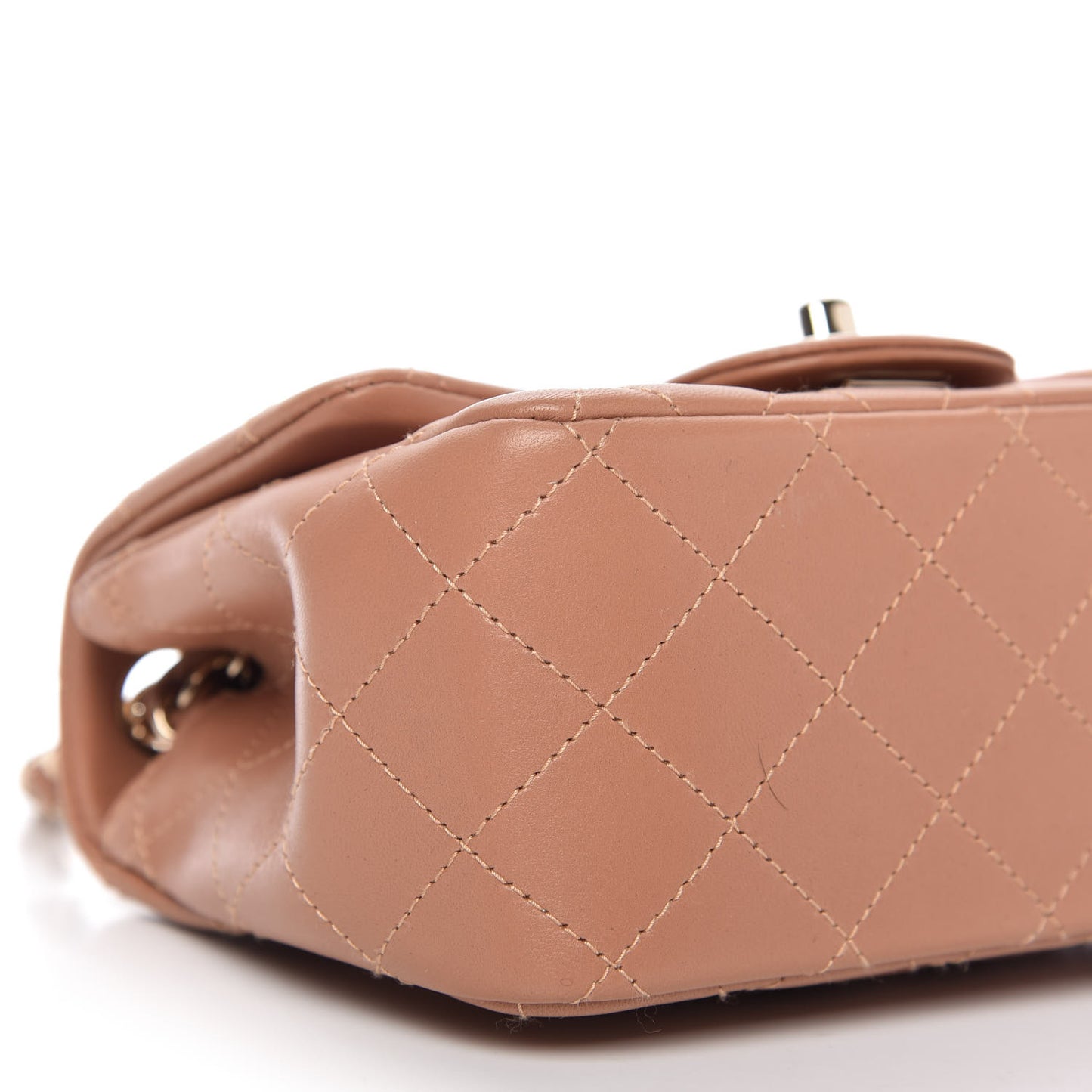 Lambskin Quilted Mini Square Flap Brown