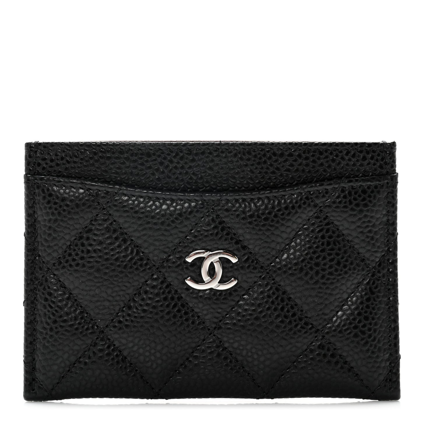 Caviar Quilted Card Holder Black