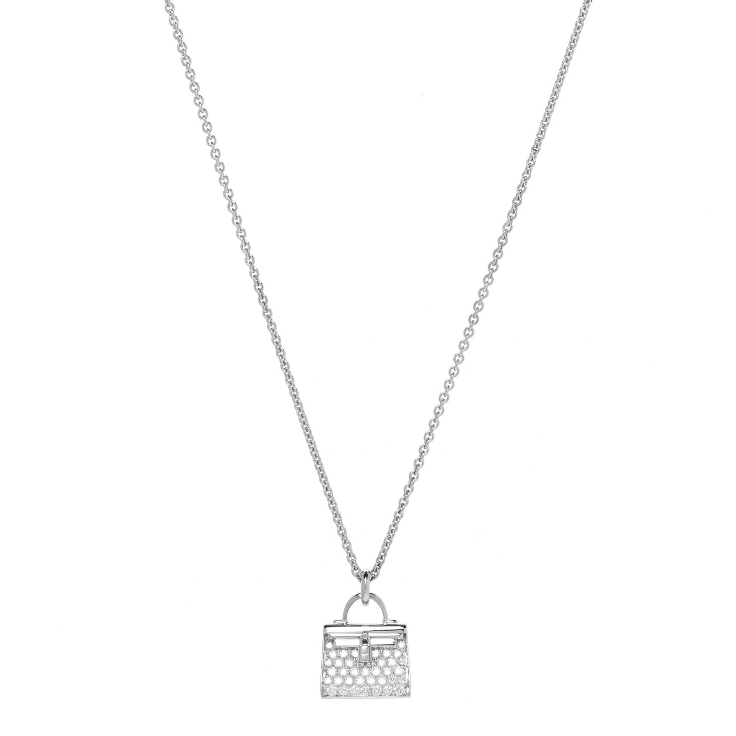 18K White Gold Diamond Kelly Amulettes Pendant Necklace
