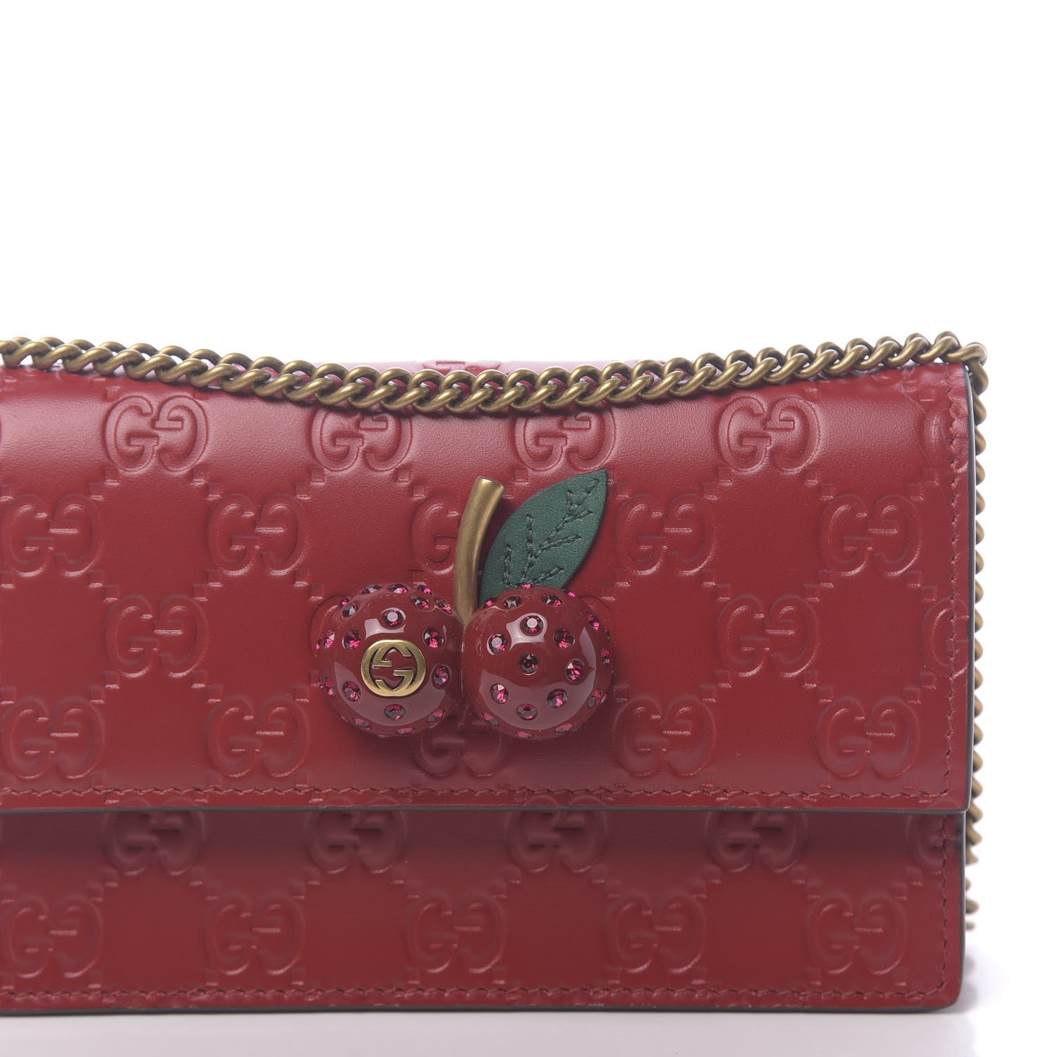 Gucci Guccissima Mini Cherry Chain Bag Hibiscus Red 9 of 9