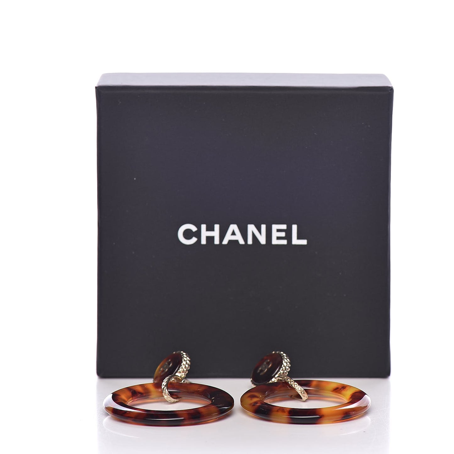 Resin CC Drop Earrings Tortoise Gold