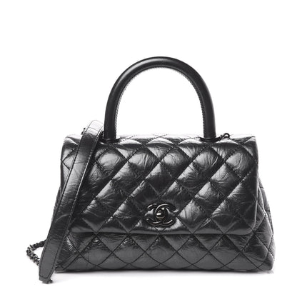 Chanel Aged Calfskin Quilted Mini Coco Handle Flap So Black 1 of 10