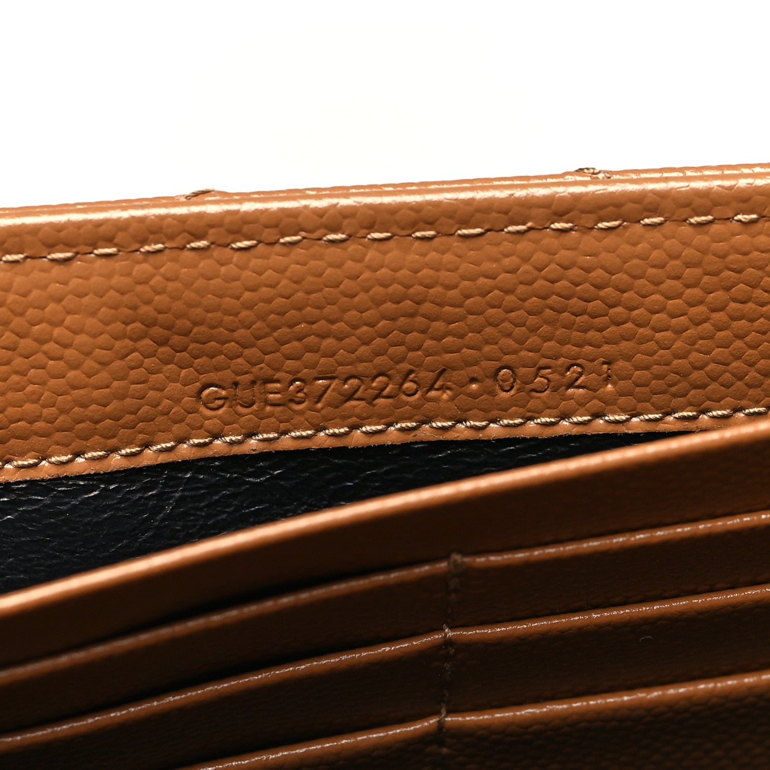 Saint Laurent Grain De Poudre Matelasse Chevron Monogram Flap Wallet Dark Natural 7 of 11