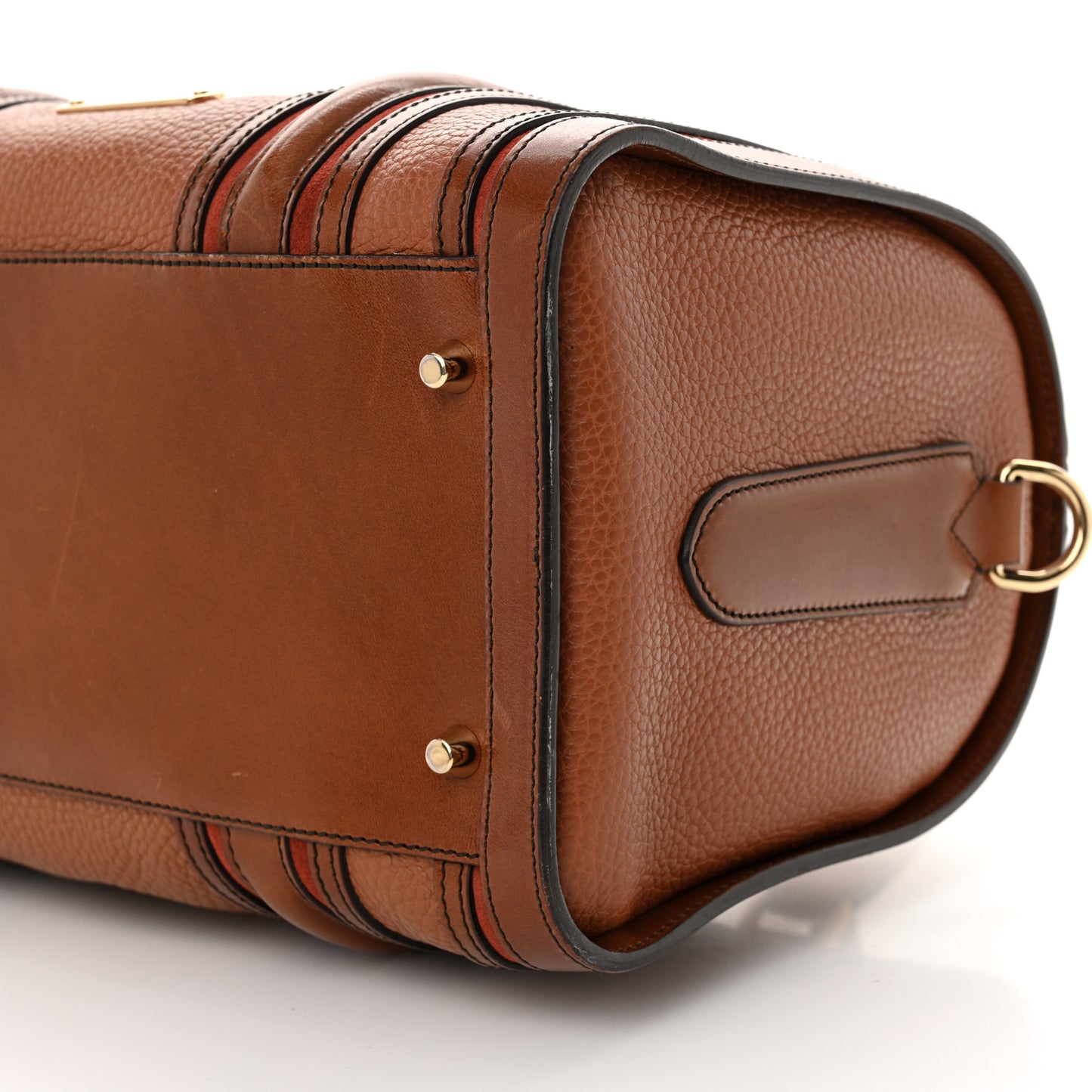 Grainy Calfskin Medium Alchester Bowling Bag Brown