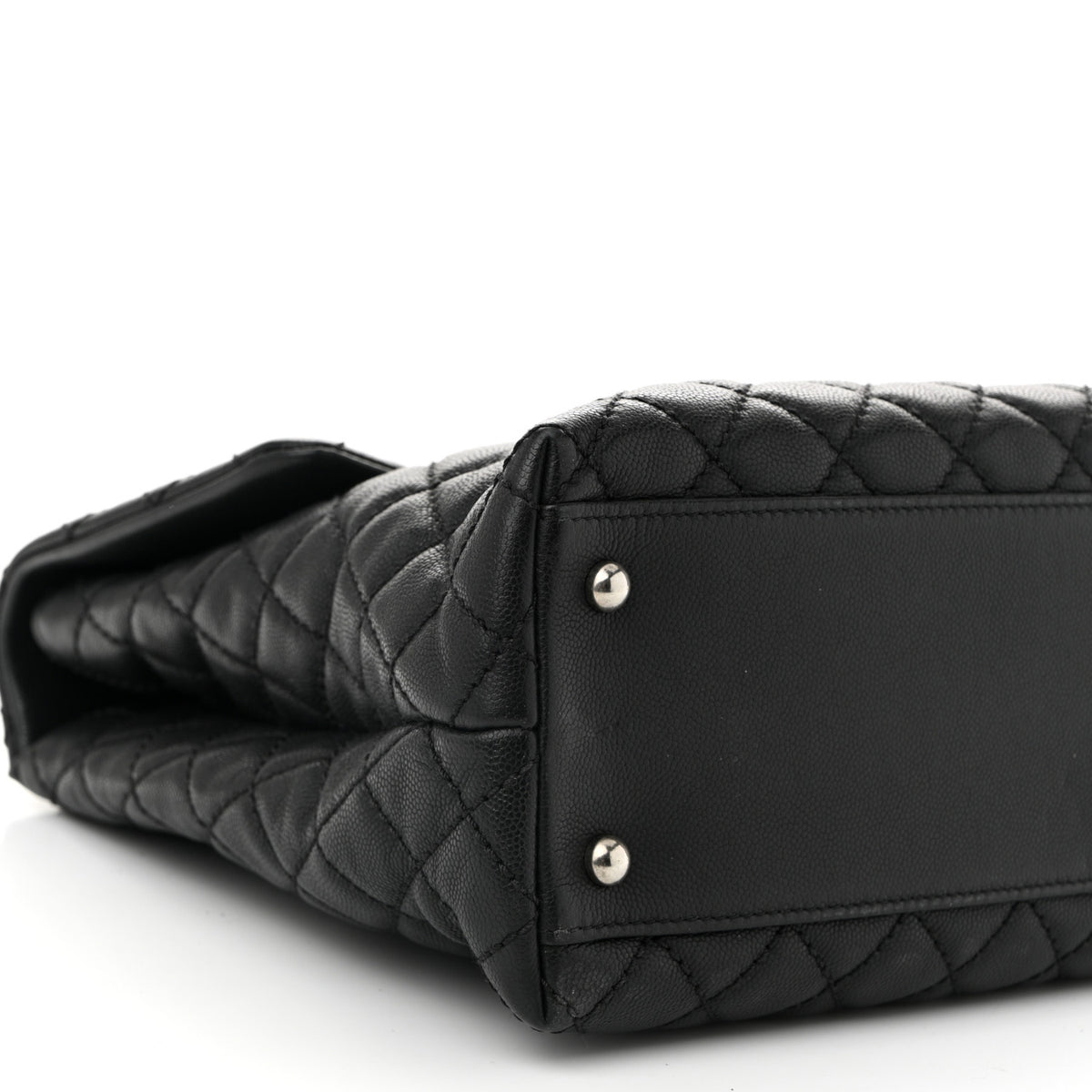 Caviar Lizard Quilted Large Coco Handle Flap Grey